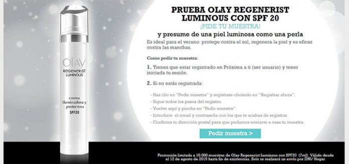 Muestras gratis Olay Regenerist Luminous