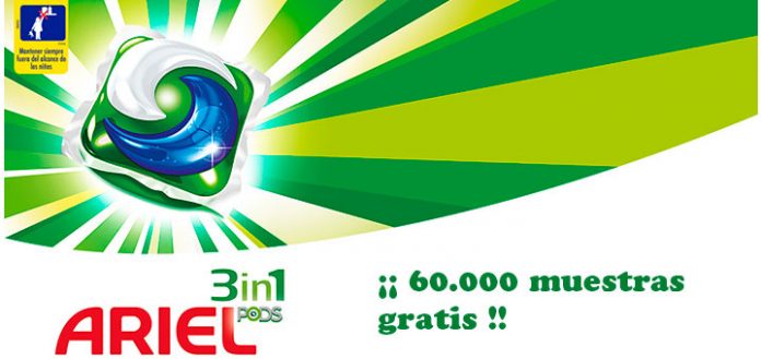 Muestras gratis de Ariel 3 en 1 Pods