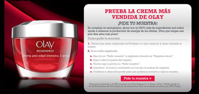 Muestras gratis de Olay Regenerist 3 áreas