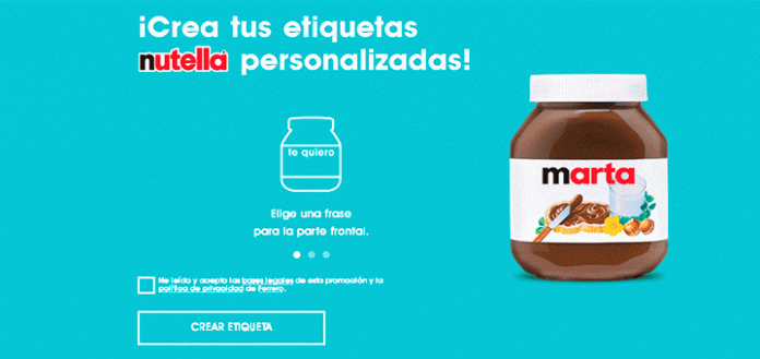 Etiquetas personalizadas de Nutella