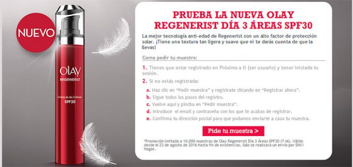 10.000 muestras gratis de Olay Regenerist Día 3 Áreas