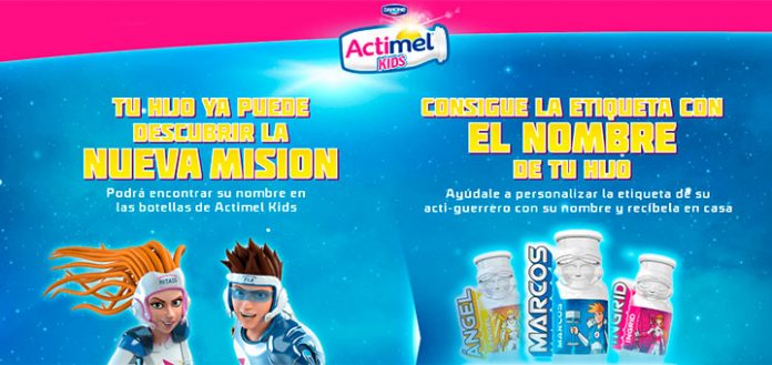 Etiquetas personalizadas gratis con Actimel Kids