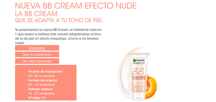 Prueba gratis BB Cream Efecto Nude