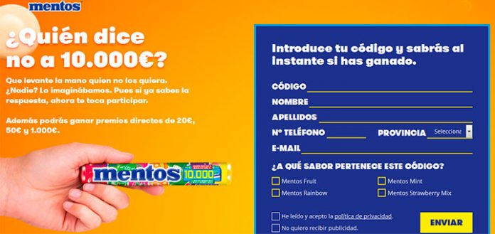 Gana regalos directos con Mentos