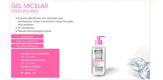Prueba gratis Gel Micelar de Garnier Prueba gratis Gel Micelar de Garnier