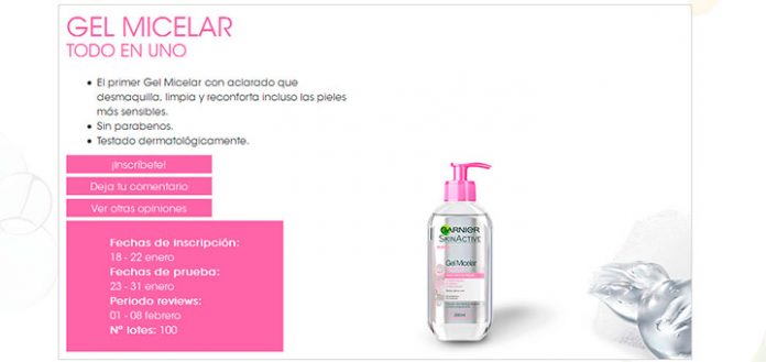 Prueba gratis Gel Micelar de Garnier