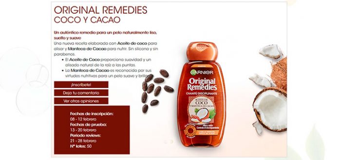 Buscan testadoras de Original Remedies Coco y Cacao