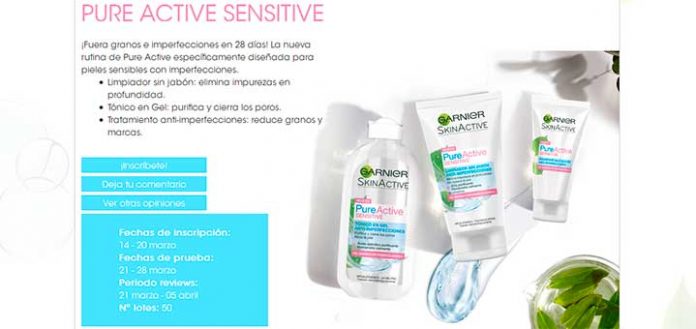Prueba gratis Pure Active Sensitive de Garnier