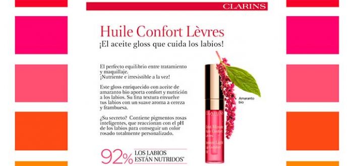 Muestras gratis de Huile Confort Lévres de Clarins