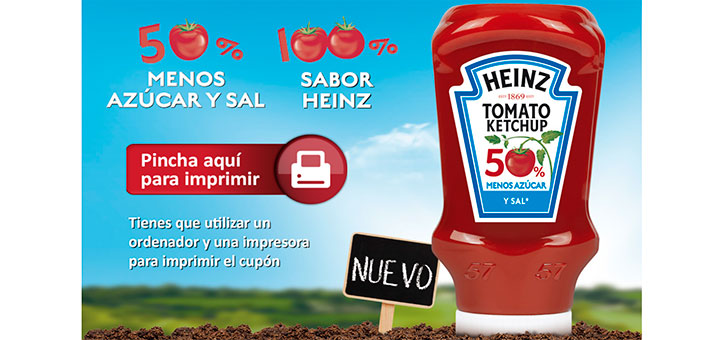 Cupones descuento en Heinz 50% menos azúcar