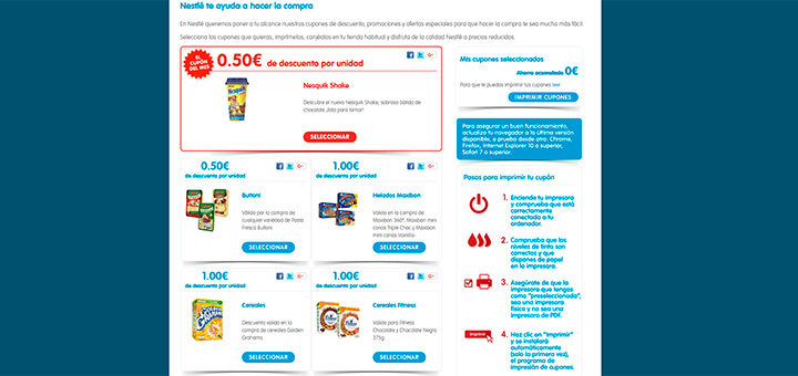 Cupones descuento Nestlé verano 17