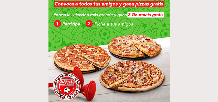 Gana pizzas gratis con Telepizza