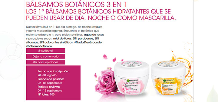 Prueba gratis Bálsamos Botánicos 3 en 1 Garnier