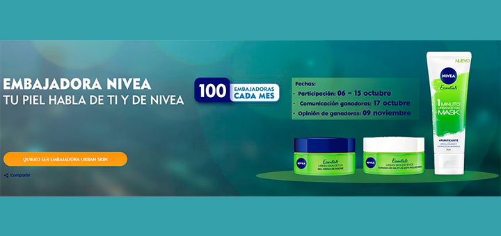 Buscan 100 Embajadoras para probar Nivea Urban Skin