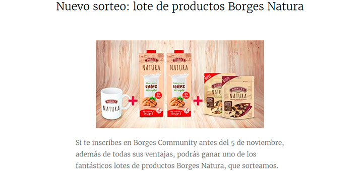 Sortean lotes de productos Borges Natura