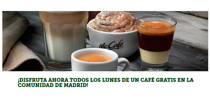 Café gratis los lunes en Madrid con McDonald's