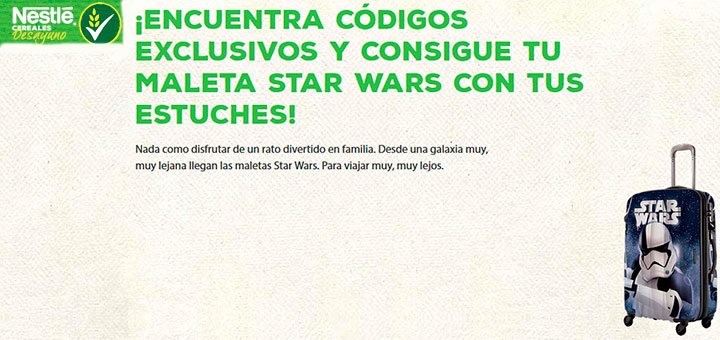 Consigue una maleta Star Wars con Cereales Nestlé