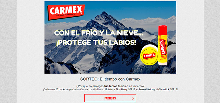 Carmex sortea 25 packs de sus productos