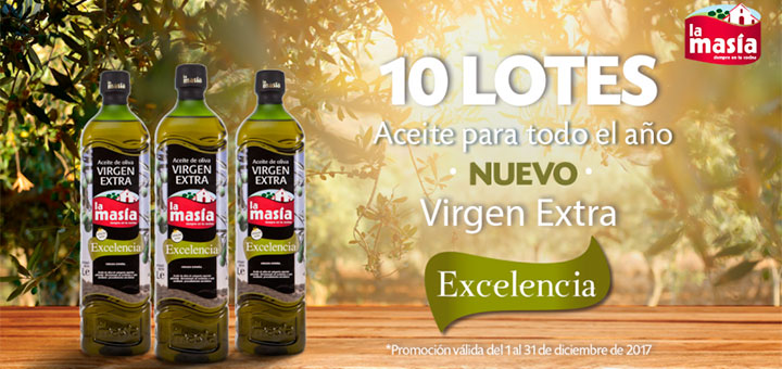 Regalan 10 lotes de Aceite de Oliva Virgen Extra Excelencia La Masía