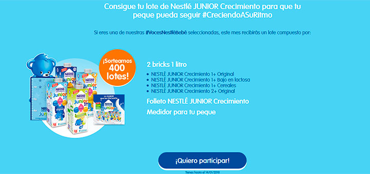 Consigue un lote de Nestlé Junior Crecimiento