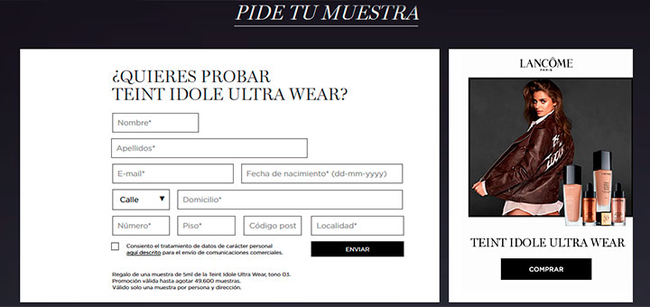 Muestras gratis de Teint Idole Ultra Wear