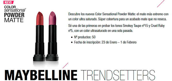 Prueba gratis Color Sensational Powder Matte de Maybelline