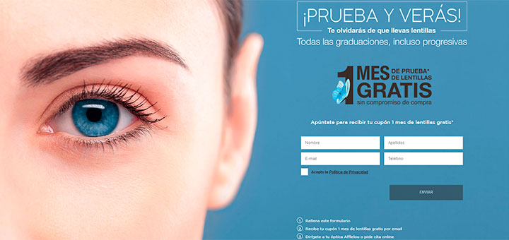 Consigue 1 mes de prueba de lentillas gratis con Afflelou