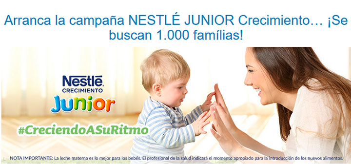 Nestlé Bebé busca 1.000 embajadores de Nestlé Junior Crecimiento