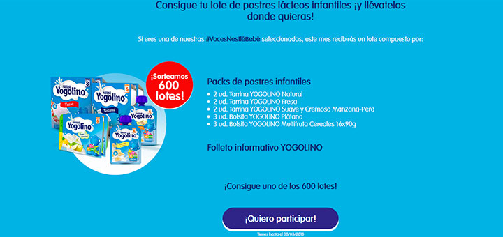 Sortean 600 lotes postres infantiles Yogolino