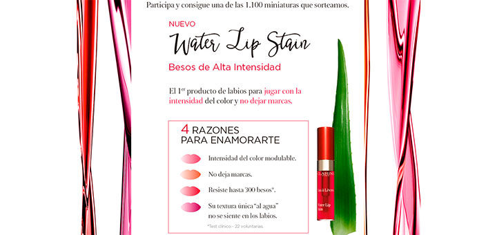 Clarins sortea 1.100 muestras gratis de Water Lip Stain