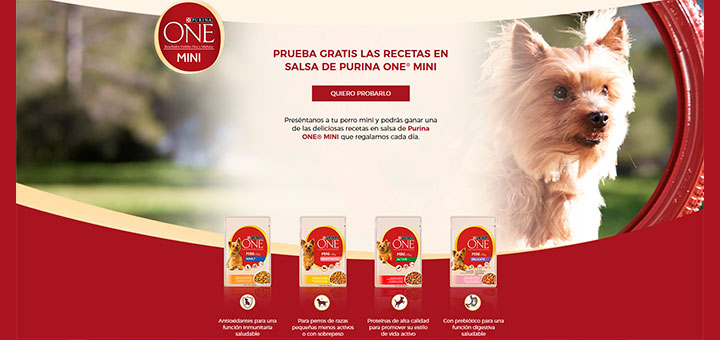 Prueba gratis las recetas en salsa de Purina One Mini