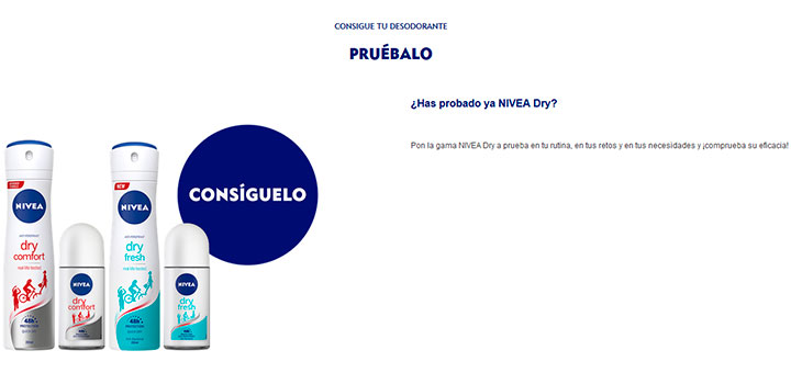 Prueba gratis Desodorantes Nivea Dry