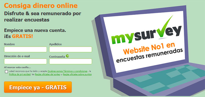 Consigue dinero online con MySurvey