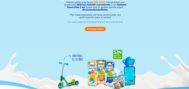 Gana uno de los 50 lotes Nestlé Junior Crecimiento que reparten