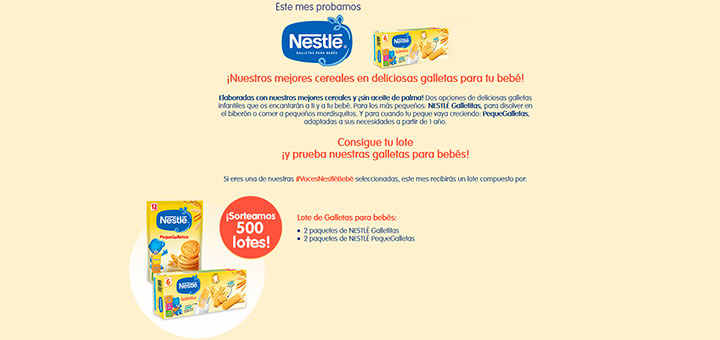 Sortean 500 lotes de galletas Nestlé para bebés