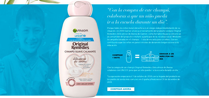 1 Champú Garnier = 1 día de educación para un niño