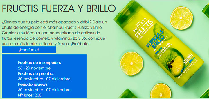 Prueba gratis Fructis Fuerza & Brillo