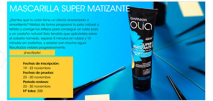 Prueba gratis Mascarilla Super Matizante Olia