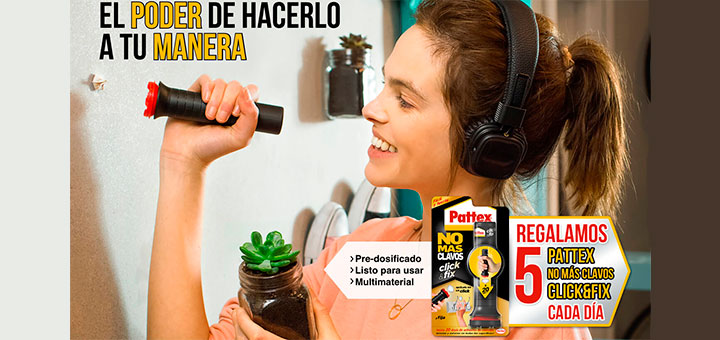 Regalan 5 Pattex No más clavos Click&Fix cada día