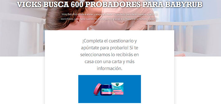 Vicks busca 600 probadores para Babyrub