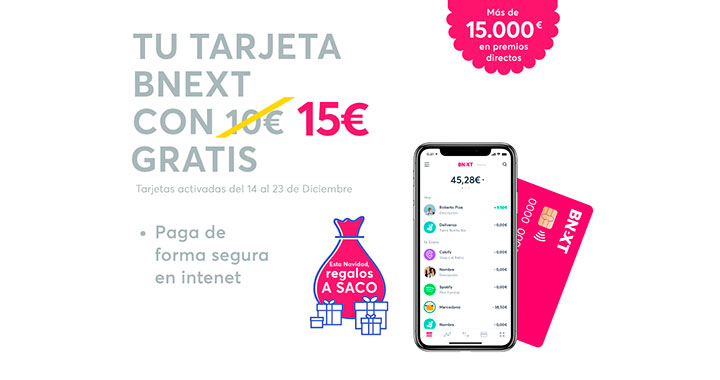 Consigue 15€ y regalos a saco esta Navidad con Bnext