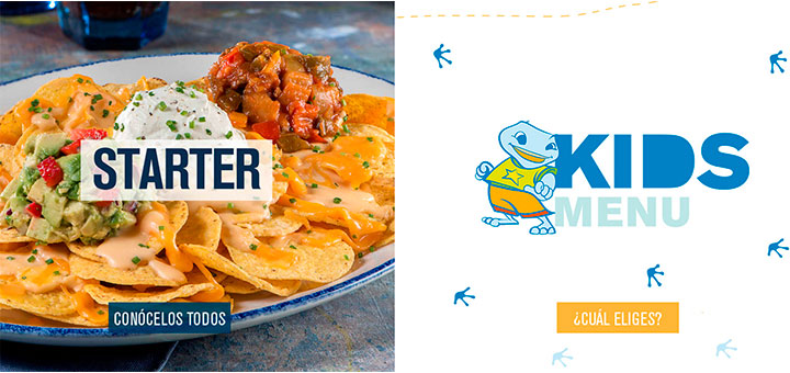 En Blue Frog te invitan a un starter o un Kids menu