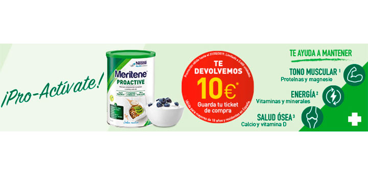 Te devuelven 10€ para probar Meritene Proactive