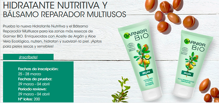 Dan a probar gratis Hidratante Nutritiva y Bálsamo Garnier Bio