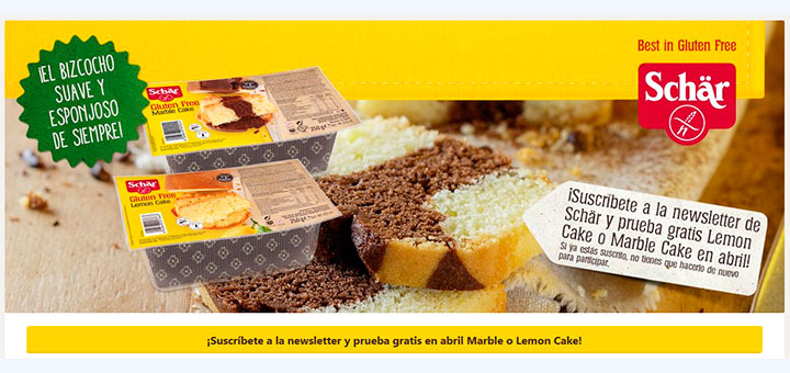 Prueba gratis Lemon Cake o Marble Cake de Schär en abril