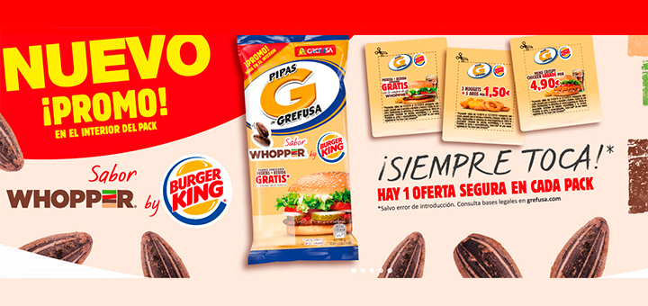 Consigue 1 oferta segura con Pipas G sabor Whopper