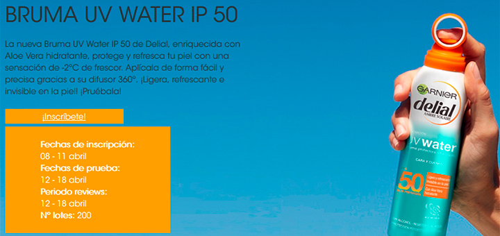 Garnier da a probar gratis Bruma UV Water Ip 50