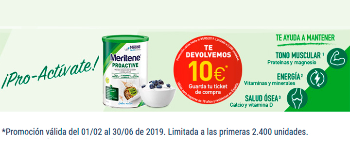 Consigue 10€ con Meritene Proactive