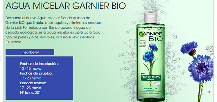 Prueba gratis Agua Micelar Garnier Bio