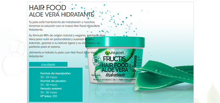 Prueba gratis Hair Food Aloe Vera Hidratante de Garnier